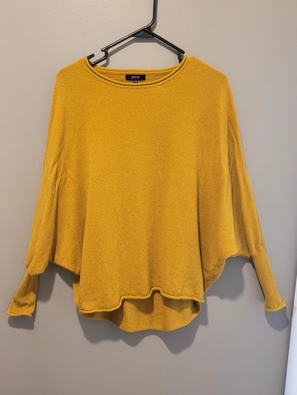 Quince Women's Mustard Yellow Soft Comfy Batwing Sweater Sz S/M